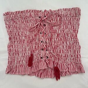 American Eagle Red Striped Tube Top